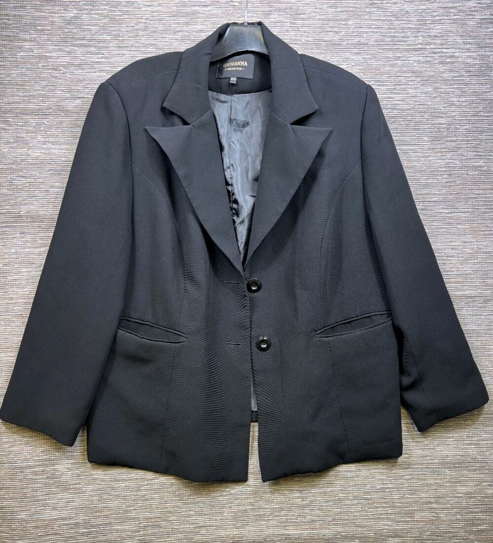 Giovanna Signature Blazer Jacket Womens Size 22W Black Two Button Casual Career